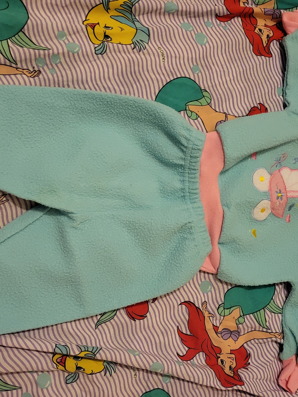 Cuties By Judy Fleece Aqua Pastel Girls Vintage 2 Piece Outfit Embroidery 6/9 M